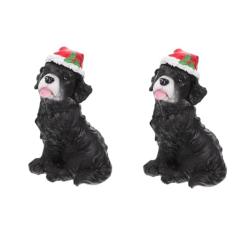 FRCOLOR 2 Peças Chapéu De Papai Noel Enfeite De Cachorro Decoração De Cachorro De Natal Lembrancinhas De Festa De Natal Presentes Estatuetas De Cachorro De Natal Estatuetas De Cachorro