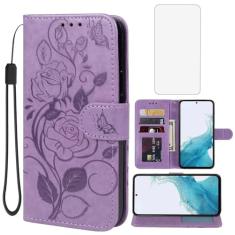 Vavies Capa para Galaxy A54 5G, capa carteira para Samsung A54 5G SM-A546E com protetor de tela de vidro temperado, capa de couro floral com suporte para cartão de crédito para Samsung Galaxy A54 5G