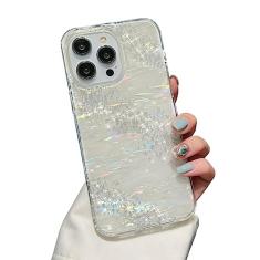 Imogacla Capa feminina com estampa de arco-íris brilhante 14 pro - Capa de plástico com glitter em pó compatível com iPhone 14 pro