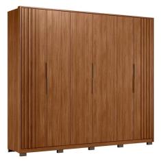 Guarda Roupa Casal Ripado Atrice 6 Portas Nogueira Touch com Pés Demóbile - Demartêz