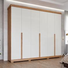 Guarda Roupa Casal em Mdf 6 Portas com Pés Linhares Espresso Móveis Cinamomo/Off White