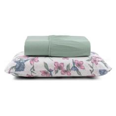 Lençol Solteiro 2 Peças 100% Algodão com Elástico e Fronha - ENTROU CO