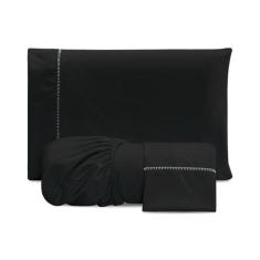 Jogo De Lençol Casal 3 Peças 300 Fios Preto - Sofisticada Moda Casa