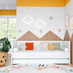 Cama Babá Infantil Moderna Coleção Wood Divicar, branco
