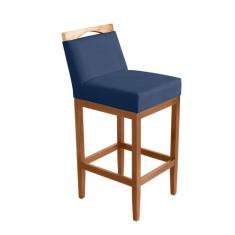 Banqueta Alta Lyara com Encosto e apoio para Pés estofado Suede - Mari