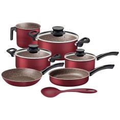 Jogo De Panelas Tramontina Paris 7 Peças Vermelho Em Alumínio Antiaderente Starflon Max
