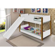 Bicama Infantil Com Escorregador Branca E Mel Branco