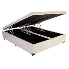 Cama Box Baú Bi-partida Queen Síntetico Bege 158x198