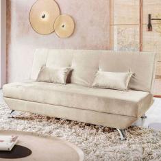Sofá Cama Dubai Veludo Speciale Home Marfim