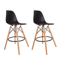 Conjunto com 2 Banquetas Charles Eames Preto - Mobly