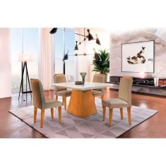 Sala de Jantar Aida 90 TP MDF Canto Reto com 4 Cadeiras Rufato