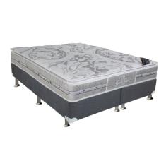 Cama Box Queen: Colchão Molas  Ensacadas Castor Super Luxo Látex SLX + Base CRC Suede Gray (158x198)