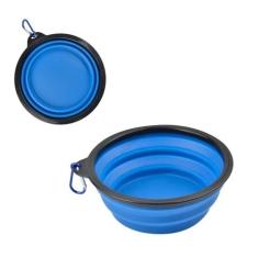 Tigela Comedouro Bebedouro Silicone Retrátil Azul