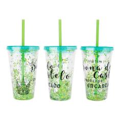 Copo De Plástico 450Ml Shine Teen Com Canudo - Art Brink