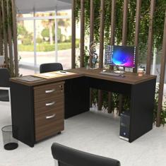 Escrivaninha Mesa Escritório em L com Gaveteiro com Chave 120cmx150cm 