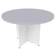 Mesa de Jantar Redonda Natus40 Branca e Cinza Cristal 120 cm