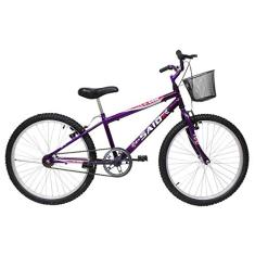 Bicicleta Aro 24 Feminina Mono Sem Marcha Com Cesta Saidx (Violeta)