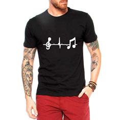 Camiseta Masculina Criativa Urbana Loucos Por Musica Preta