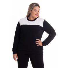 Blusão Feminino com Recortes Cor Contrastante Neocrepe G1 ao G8