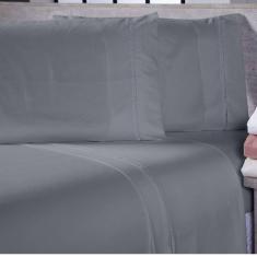 Jogo De Cama Lençol Sofist Ponto Palito 400 Fios Toque Macio Solteiro 02 Peças - Cinza