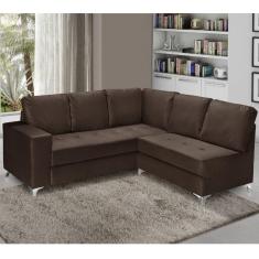 Sofá de Canto 5 Lugares Prata Nabas Marrom