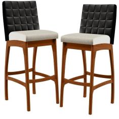 Kit 02 Banquetas Altas B04 Preto Champagne