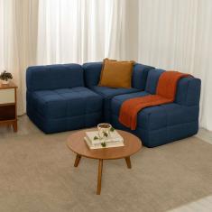 sofá guldi popup com 2 módulos centrais e canto linho azul