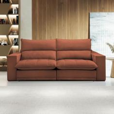 Sofá Retrátil e Reclinável Martinho 250cm Boucle Terracota  - Celflex
