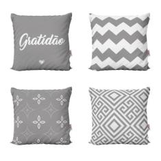 Capas De Almofadas Cinza Gratidão Decorativas Para Sofá - Novadecora