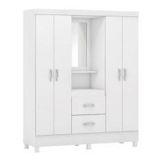 Guarda Roupa Capelinha Lord 4 Portas Flex Branco com Espelho - Demóbil
