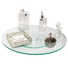 Centro De Mesa Giratório De Vidro Transparente 70cm - Tuberias
