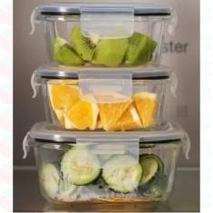 Kit 9 Pote Vidro Hermético Marmita Kit Quadrado 3 Tamanhos - QUALITY H