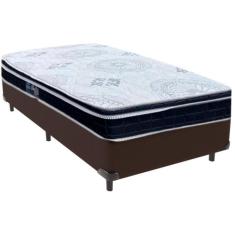 Cama Box Marrom e Colchão Orthosono D33 Com Euro Pillow  Solteiro Anjo
