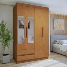 Guarda-roupa 4 Portas 2 Gavetas Zeus com Espelho - Móveis Lopas