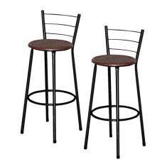 Jogo 2 Banqueta Alta Para Cozinha Ratan Preta Cristal - Lamar Design, 
