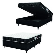 Cama Box Baú Colchão Casal Espuma D33 New Millenium 138x188x60cm Preto / Branco Hellen - Suporta até