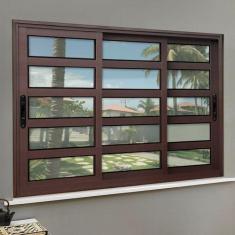 Janela Elite com Travessas 3 Folhas Moveis Sequenciais 120 X 150 Vidro