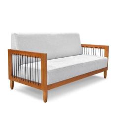 Sofá 2 Lugares Base De Madeira Mariana 160 Cm Linho Grigio S04 - D'ros