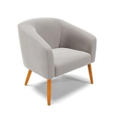 Poltrona Stella Veludo Pés Palito Castanho - D'rossi Cor Cinza - DROSS