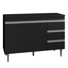 Balcão de Cozinha Andréia com Tampo 100 cm Preto Fosco - ajl