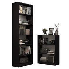 Kit Madesa Estante Livreiro 6908 + Estante Livreiro 6907 - Preto