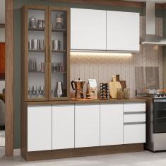 Armário de Cozinha Compacta 190cm Rustic/Branco Glamy Madesa 05