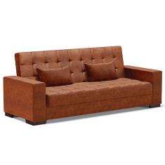 Sofá Cama Decorativo 210cm Beesley Pu Nozes - Gran Belo
