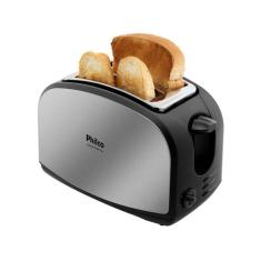 Torradeira Philco Inox 3 funções 900W French Toast, Preto e Prata, 220