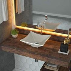 Cuba de Apoio para Banheiro L30 Lux Quadrada Folha Compace Bege