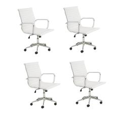 Conjunto 4 Cadeiras Poliuretano Office Sevilha Rivatti Móveis Branco