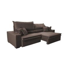 Sofá Retrátil E Reclinável 2,15m Império Com Molas Cama Inbox Linho Marrom