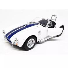 Power Toys TECH - Miniatura Shelby Cobra : Carrinho de Ferro com Portas que Abrem e Pneus de Borracha 1:32 (Branco)