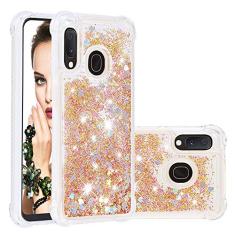 LEMAXELERS Compatível com Galaxy A10E, capa transparente líquida com glitter flutuante areia movediça à prova de choque capa protetora de silicone macio TPU para Samsung Galaxy A10E / A20E. YBL Love