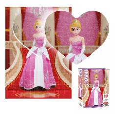 Quebra Cabeça Infantil Princesa O Baile Contorno De Coração Com 150 Peças